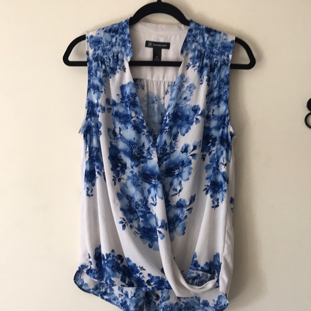 Draped faux wrap top by INC.